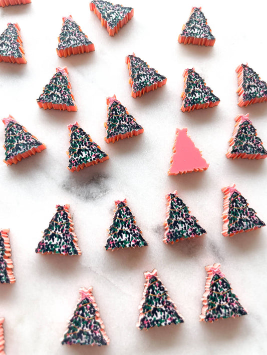 Studs - Brushstroke Christmas Tree 6 on Salmon Acrylic