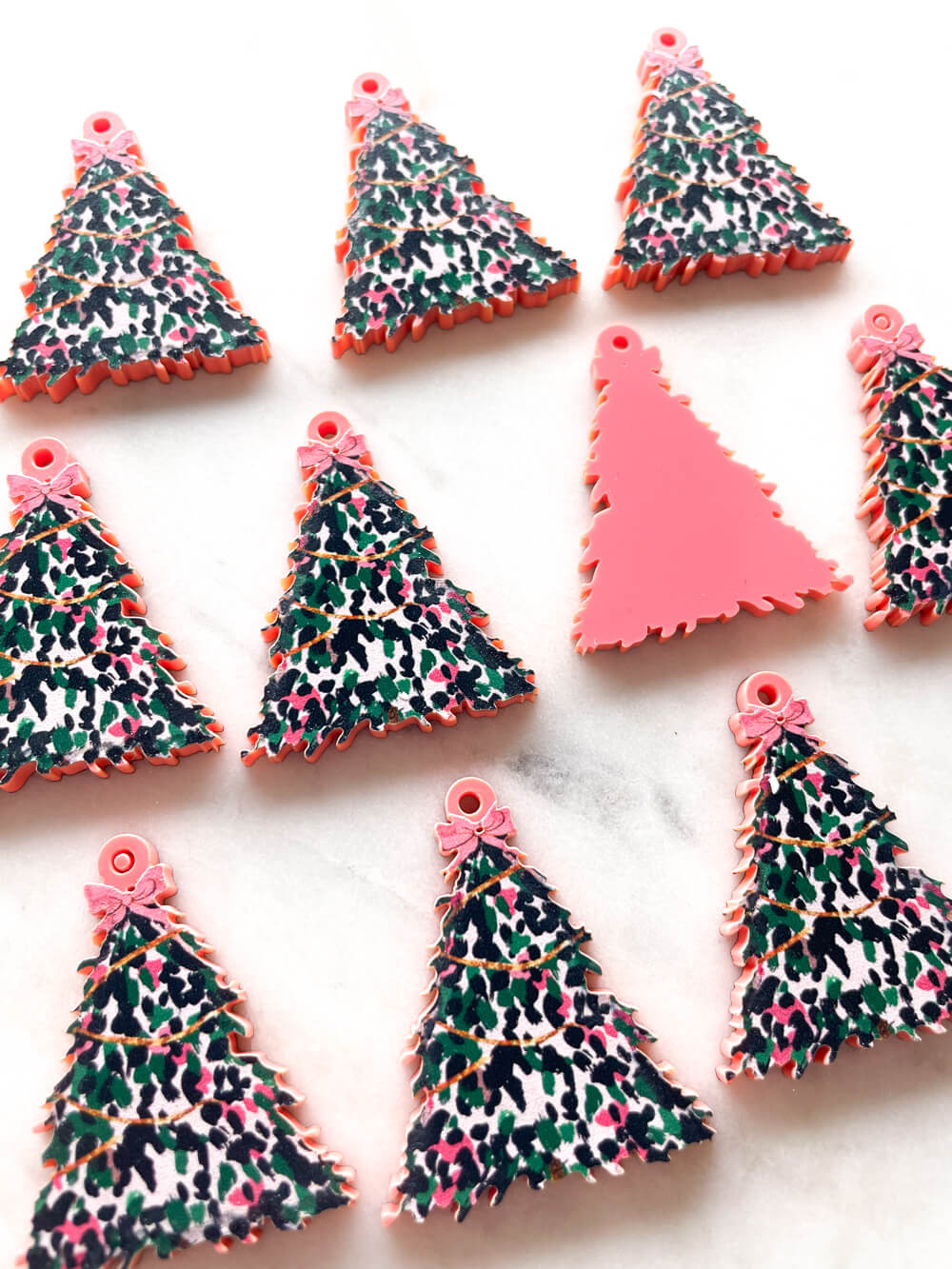 Large - Brushtroke Christmas Tree 6 on Salmon Acrylic