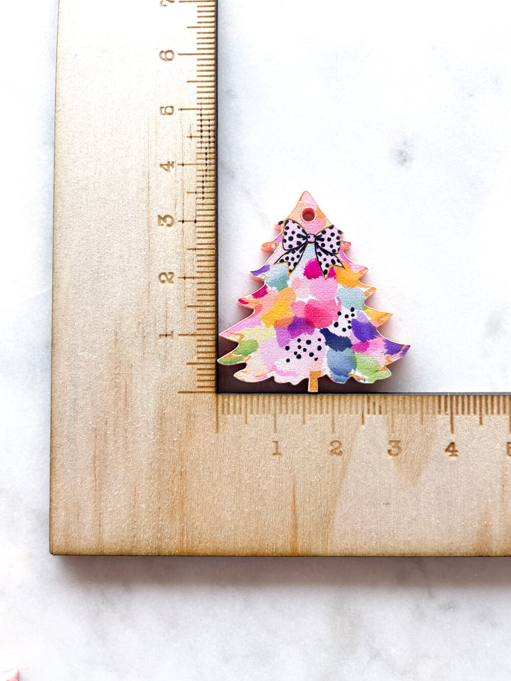 Large - Watercolour Christmas Tree 5 on Peach Acrylic