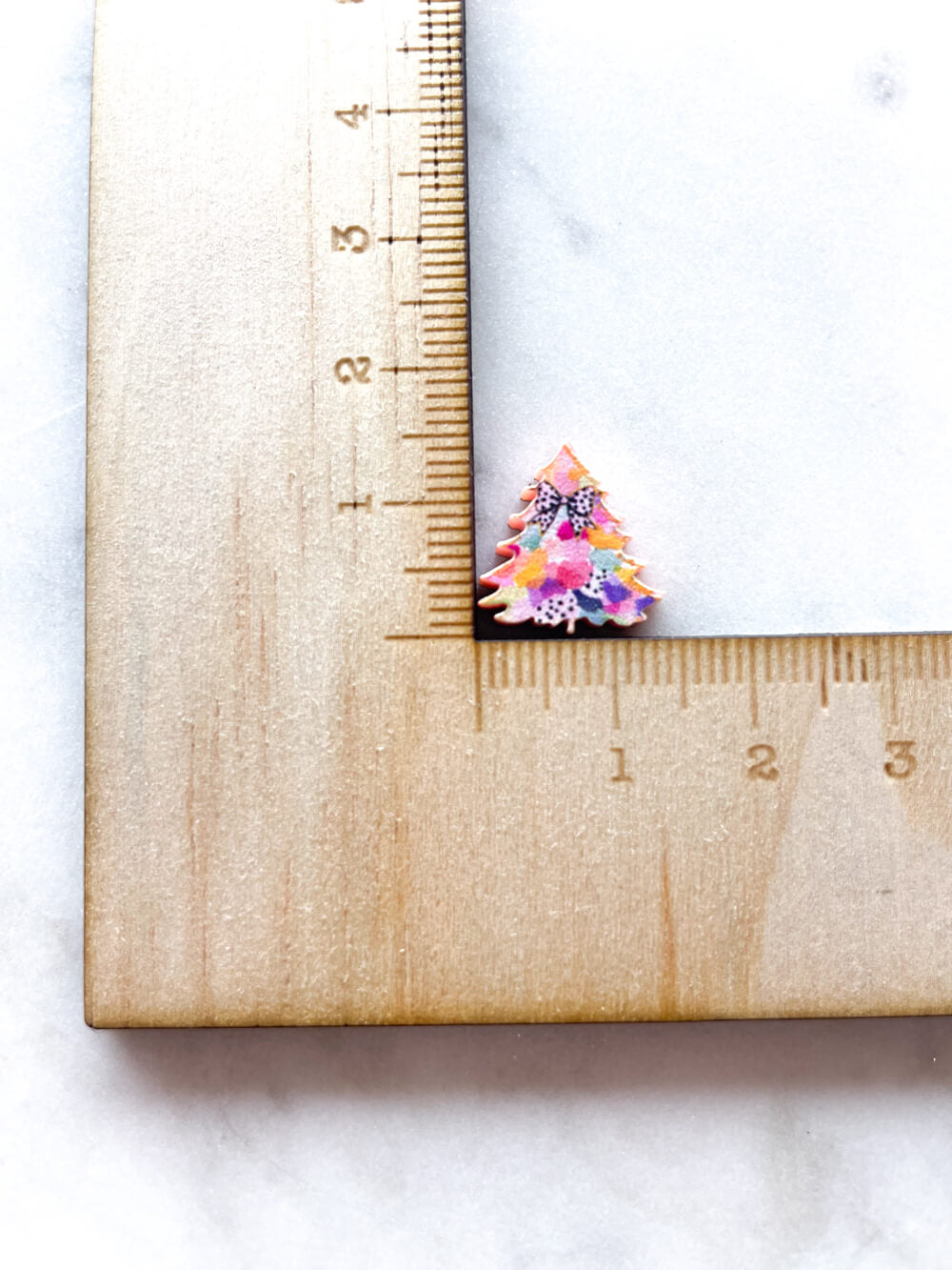 Studs - Watercolour Christmas Tree 5 on Peach Acrylic