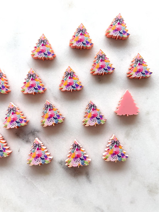 Studs - Watercolour Christmas Tree 5 on Peach Acrylic
