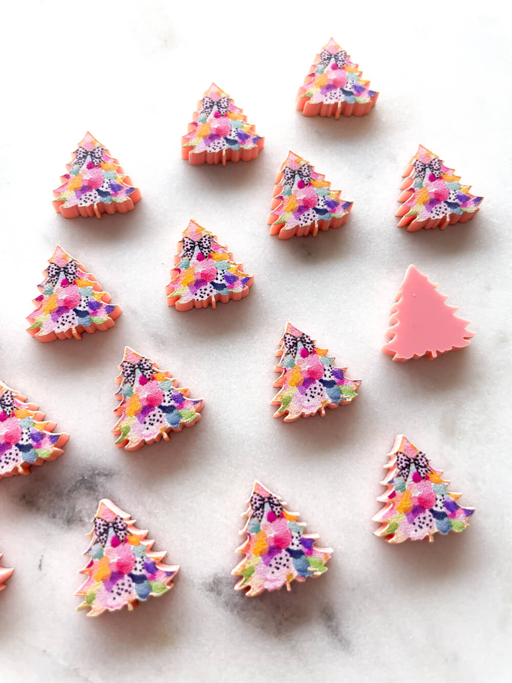 Studs - Watercolour Christmas Tree 5 on Peach Acrylic