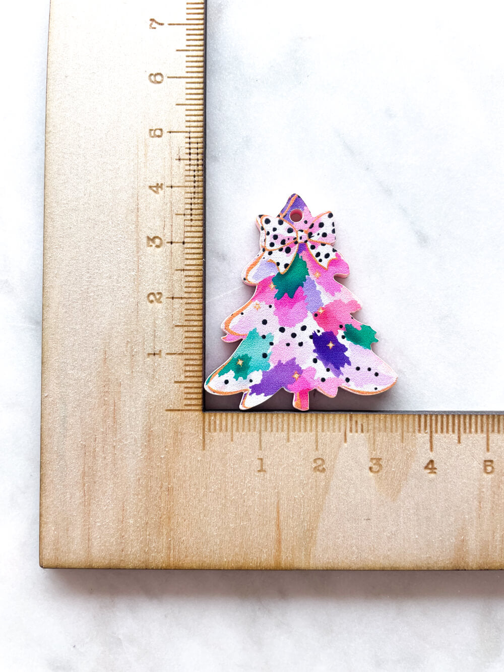 Large - Watercolour Christmas Tree 6 on Baby Pink Acrylic