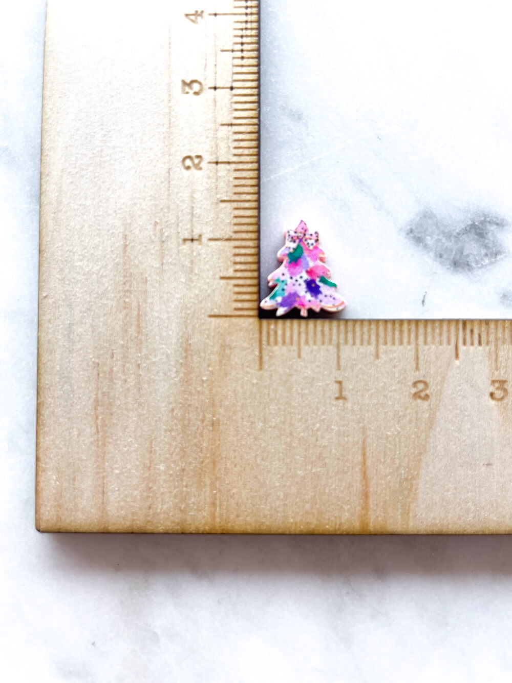 Studs - Watercolour Christmas Tree 6 on Baby Pink Acrylic