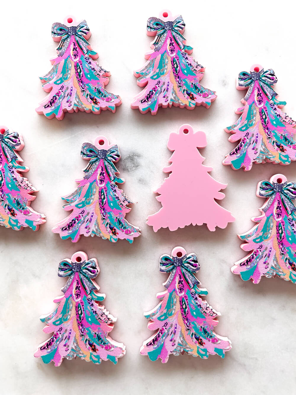 Large - Brushtroke Christmas Tree 11 on Baby Pink Acrylic
