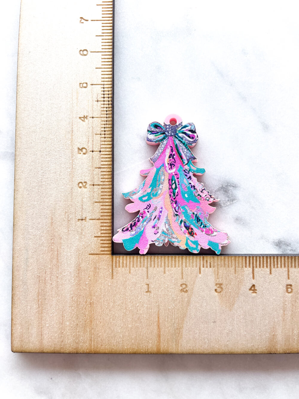 Large - Brushtroke Christmas Tree 11 on Baby Pink Acrylic