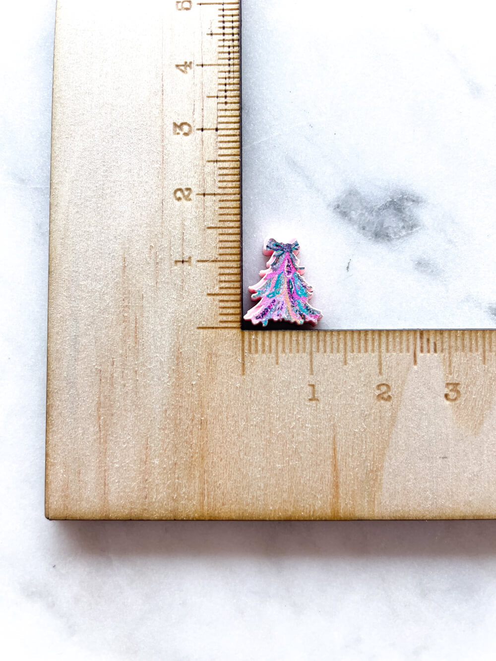 Studs - Brushtroke Christmas Tree 11 on Baby Pink Acrylic