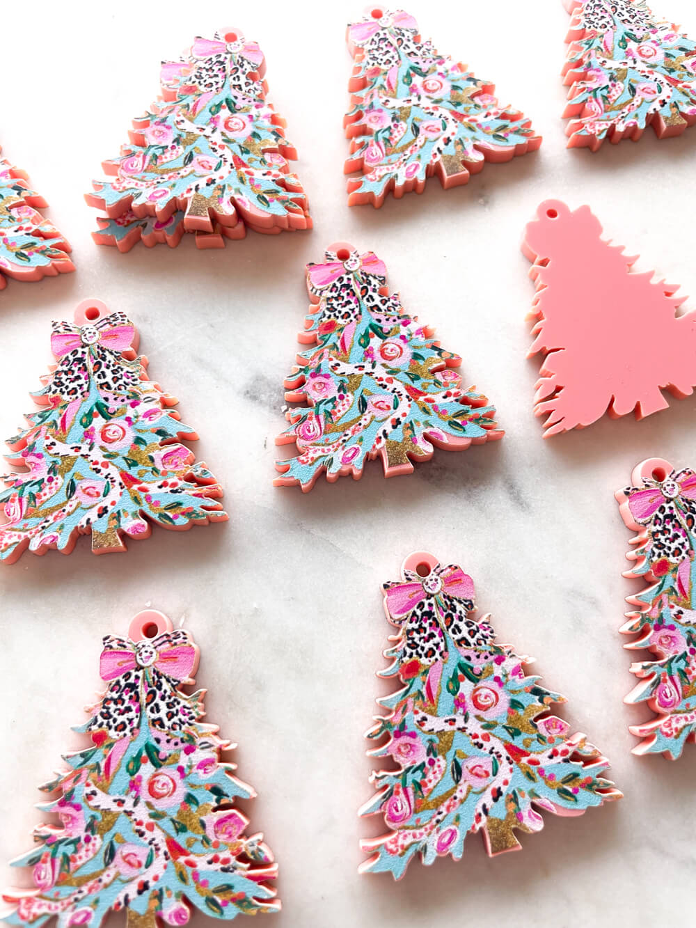 Large - Brushstroke Christmas Tree 9 on Peach Acrylic