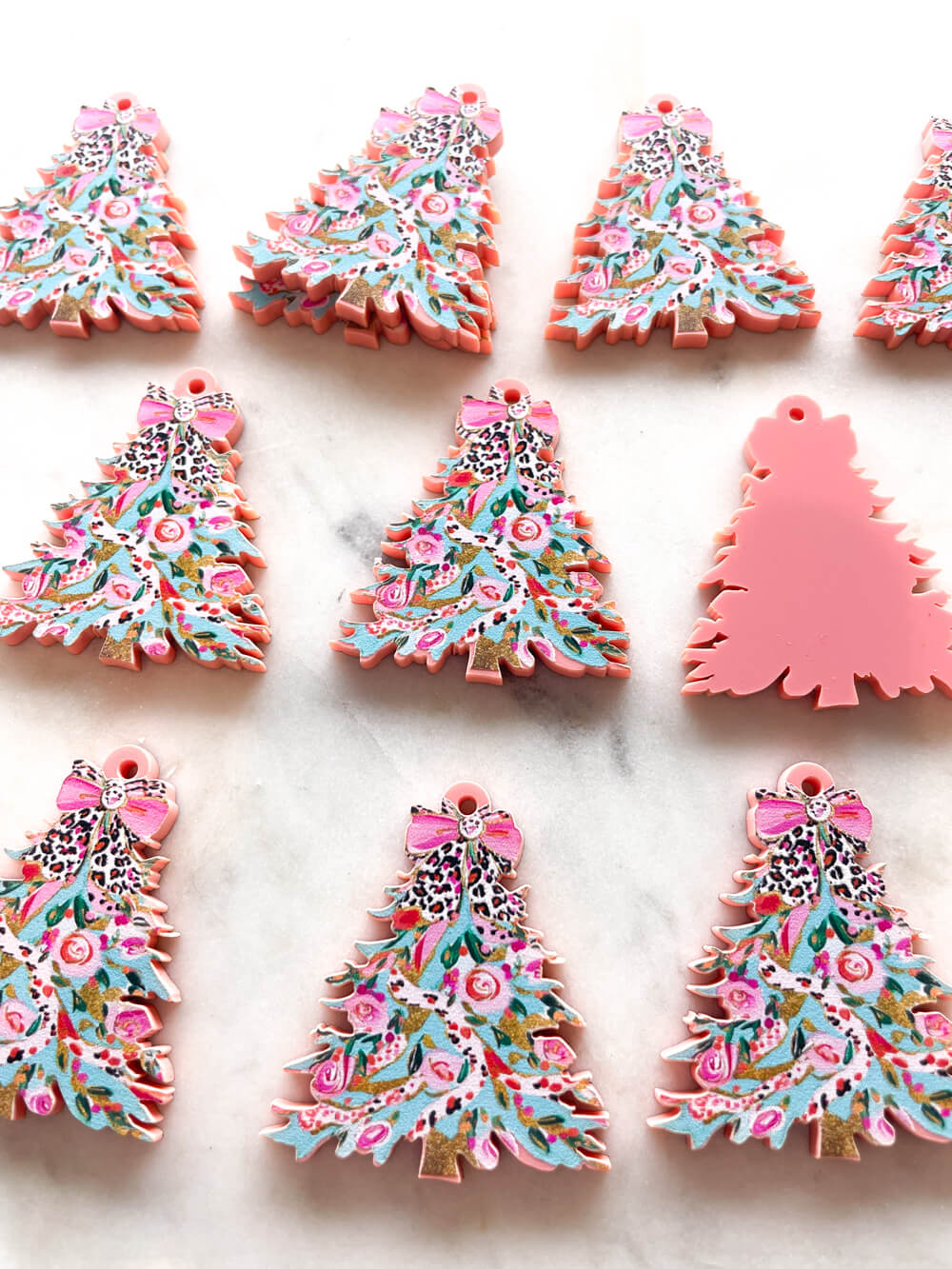 Large - Brushstroke Christmas Tree 9 on Peach Acrylic