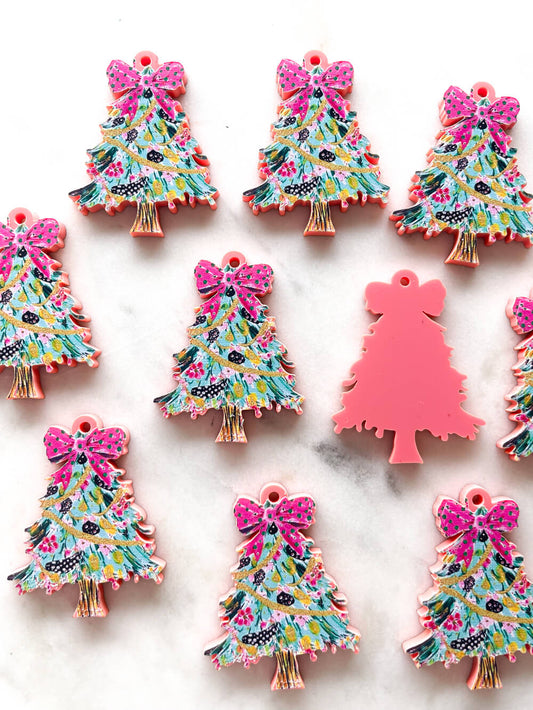 Large - Brushtroke Christmas Tree on Salmon Acrylic