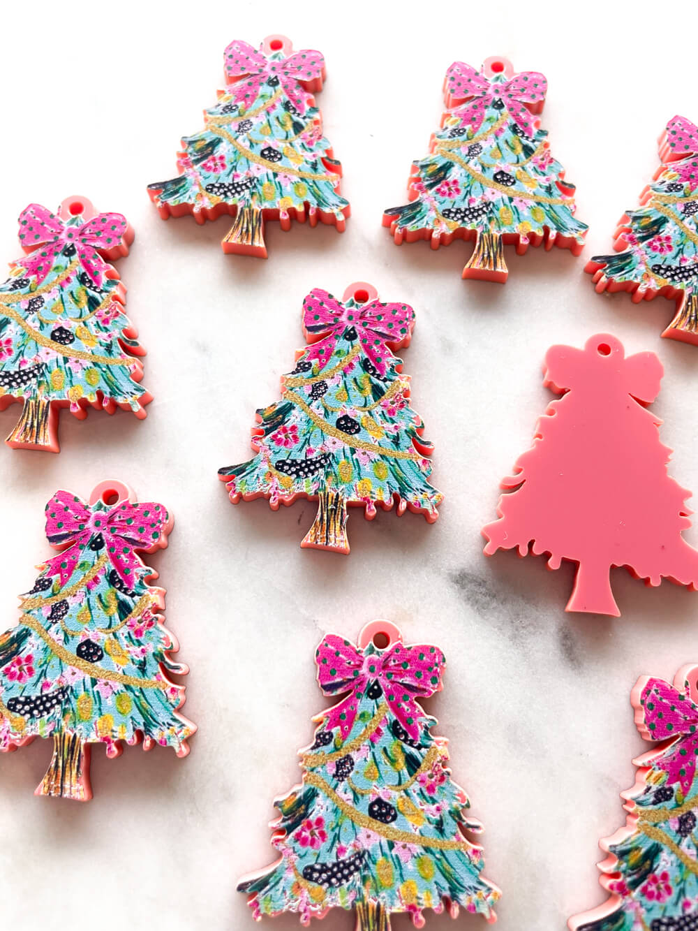 Large - Brushtroke Christmas Tree on Salmon Acrylic