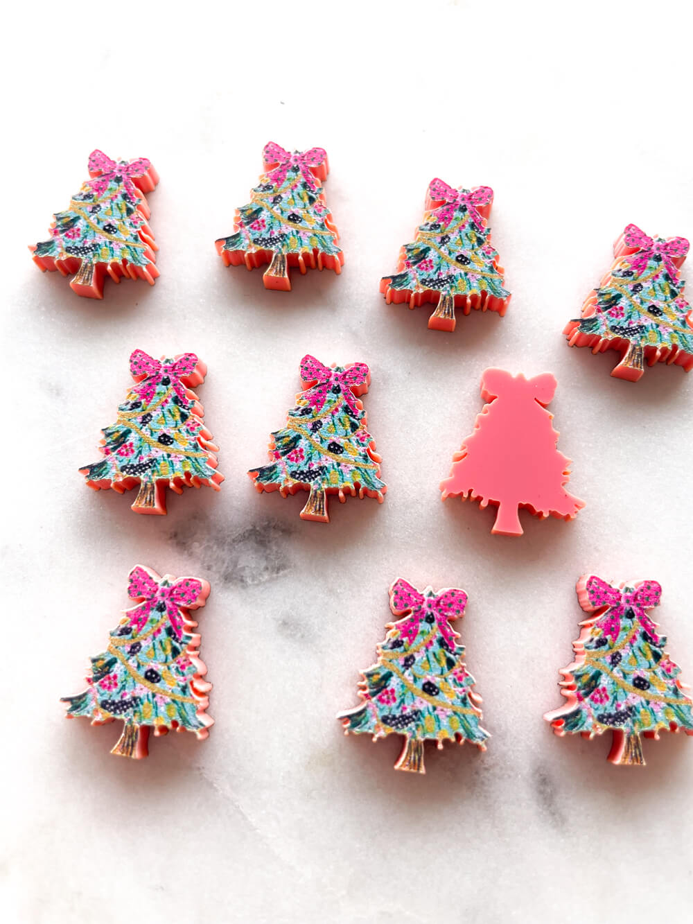 Studs - Brushstroke Christmas Tree on Salmon Acrylic