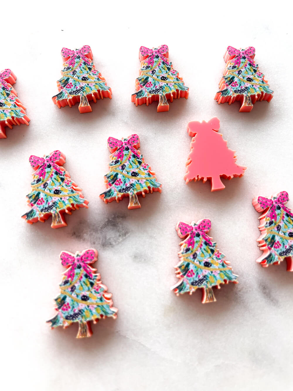 Studs - Brushstroke Christmas Tree on Salmon Acrylic