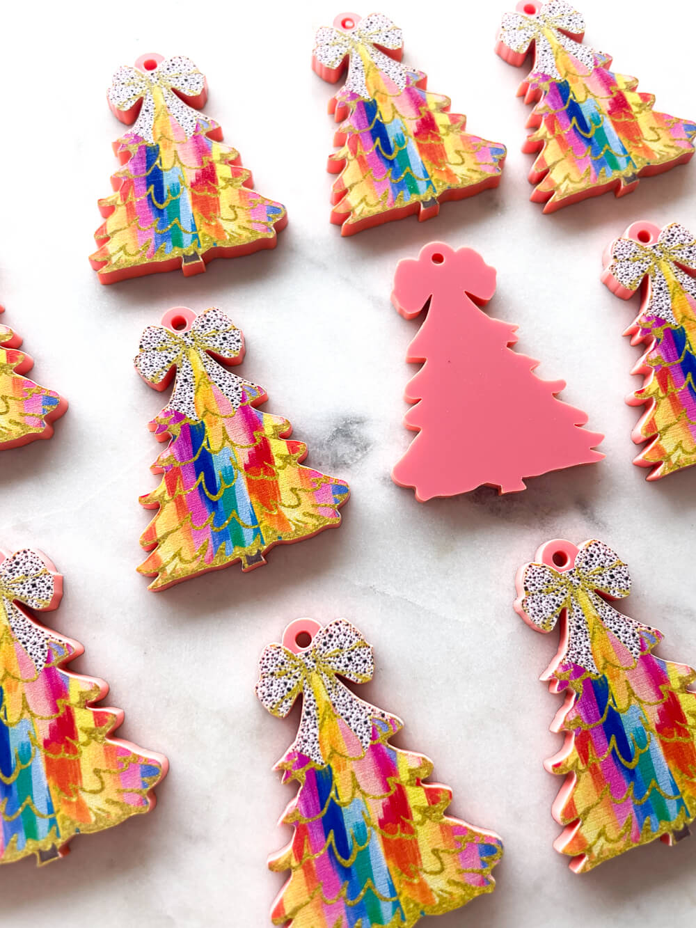 Large - Brushtroke Christmas Tree 13 on Peach Acrylic