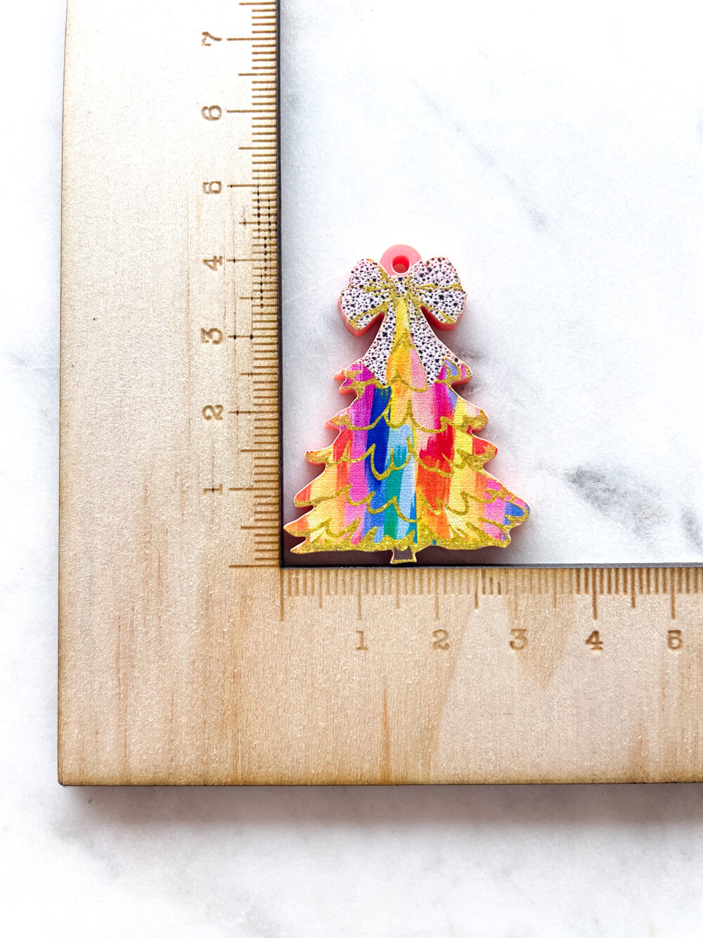 Large - Brushtroke Christmas Tree 13 on Peach Acrylic