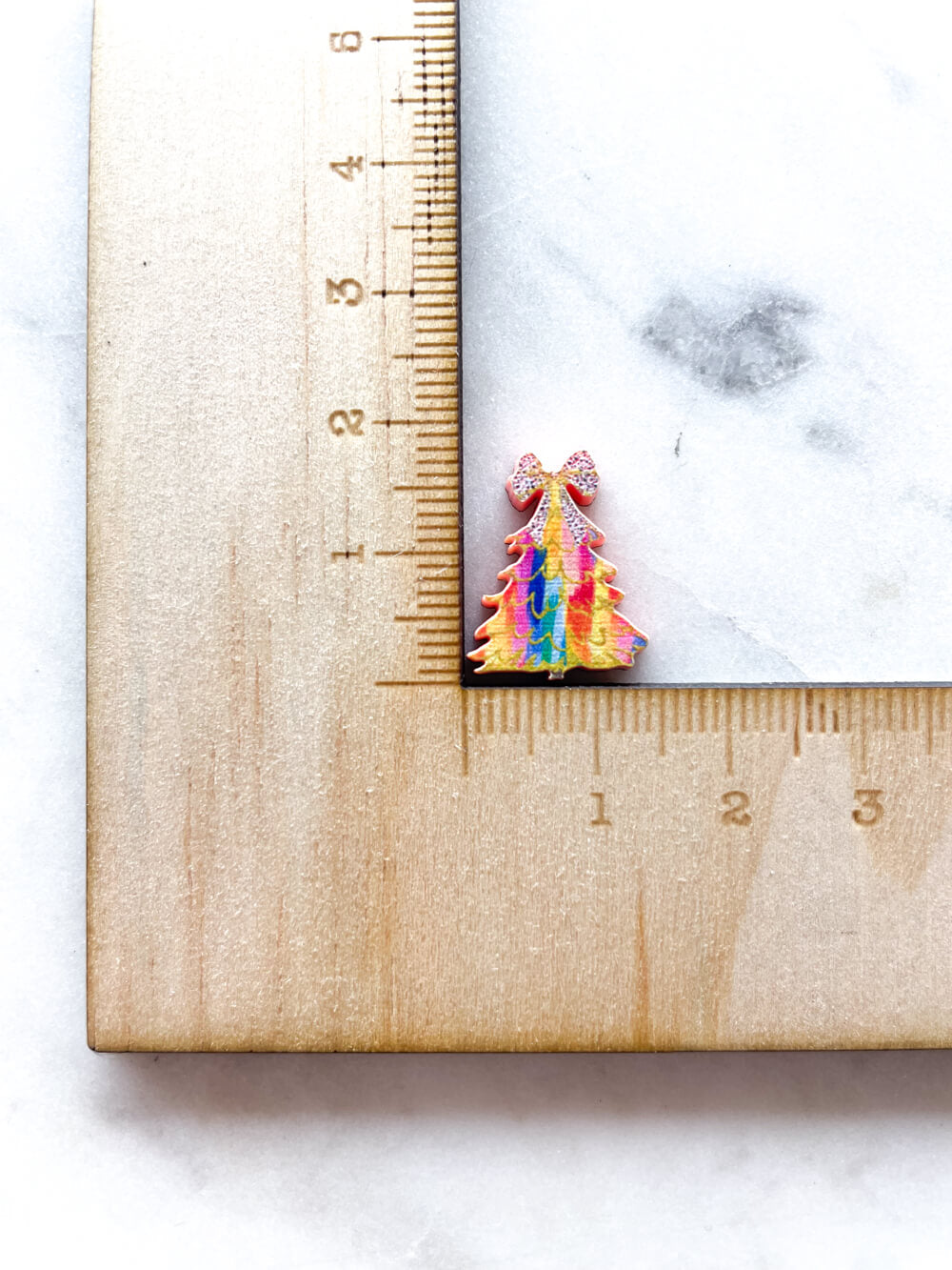 Studs - Brushtroke Christmas Tree 13 on Peach Acrylic