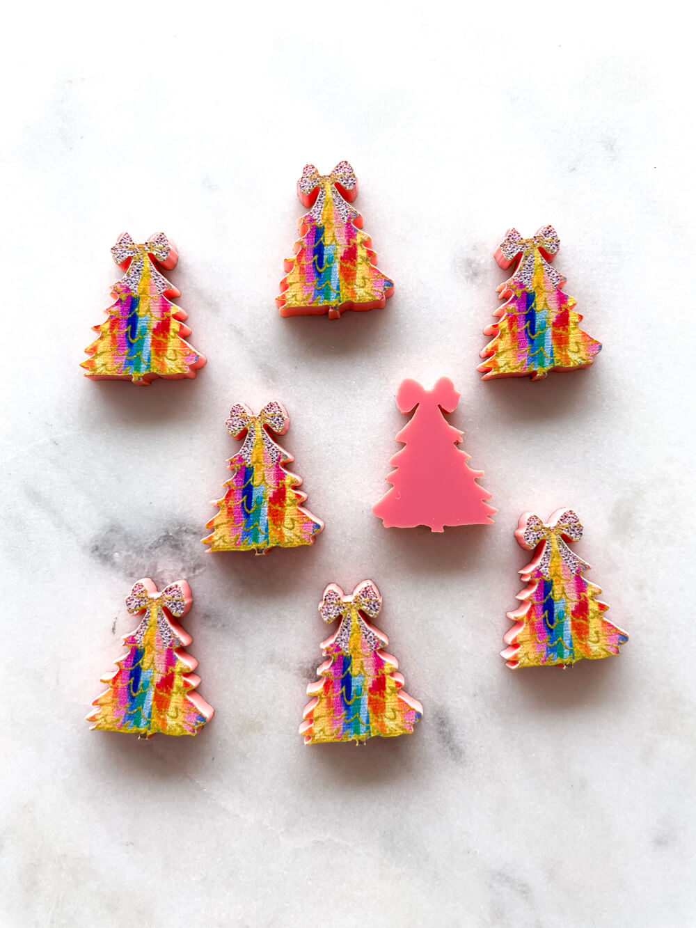 Studs - Brushtroke Christmas Tree 13 on Peach Acrylic