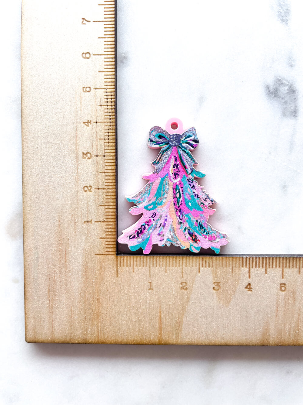 Large - Brushtroke Christmas Tree 11 on Baby Pink Acrylic