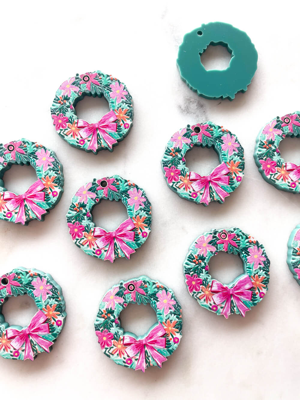 Medium - Flower Wreath on Forest Green Acrylic