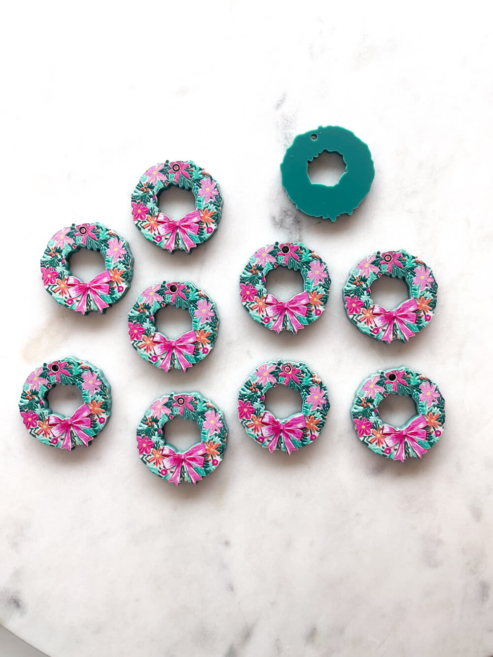 Medium - Flower Wreath on Forest Green Acrylic