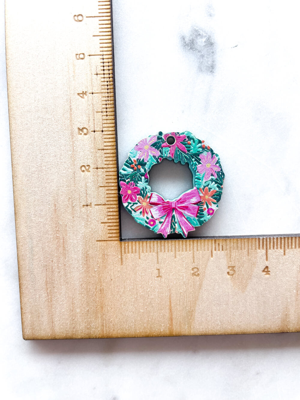 Medium - Flower Wreath on Forest Green Acrylic