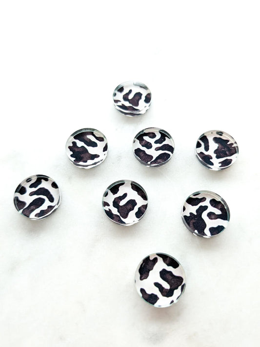 1.5cm Circle - Studs- Clear Acrylic - Safari - 07