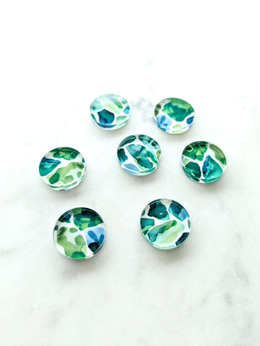 1.5cm Circle - Studs- Clear Acrylic - Terrazzo - 52