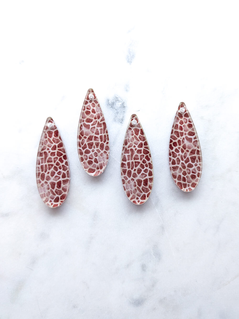 Clear Acrylic - 4cm Skinny Teardrop - 1 Hole -  Safari - 17