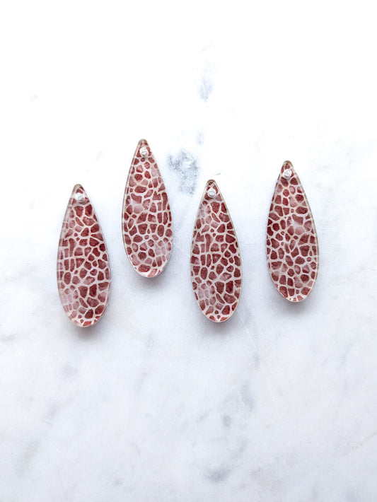 Clear Acrylic - 4cm Skinny Teardrop - 1 Hole -  Safari - 17