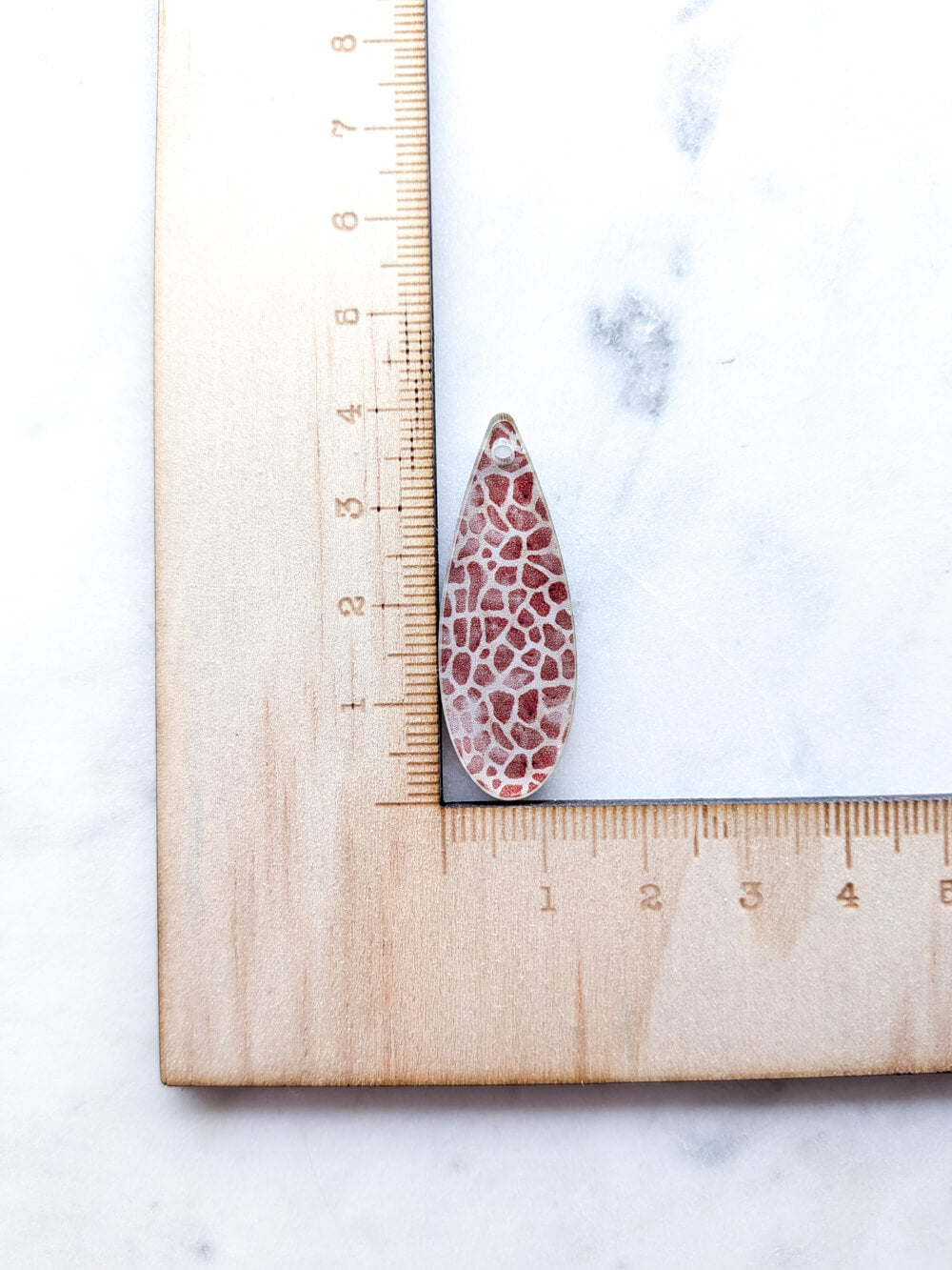 Clear Acrylic - 4cm Skinny Teardrop - 1 Hole -  Safari - 17