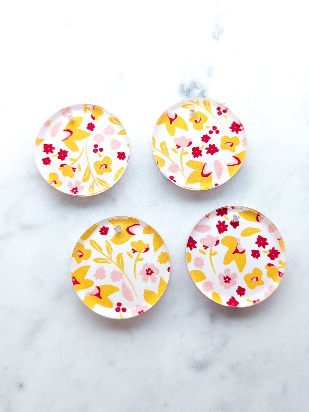 Clear Acrylic - 3cm Circle - 1 Hole - Blossoming Days - 07