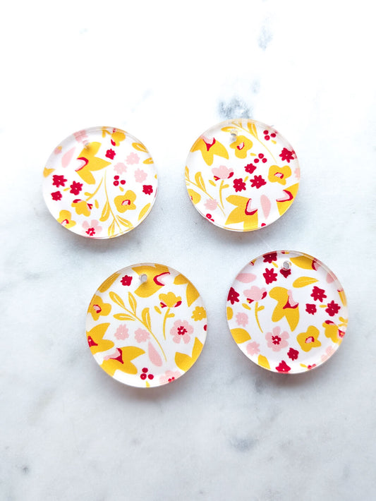 Clear Acrylic - 3cm Circle - 1 Hole - Blossoming Days - 07