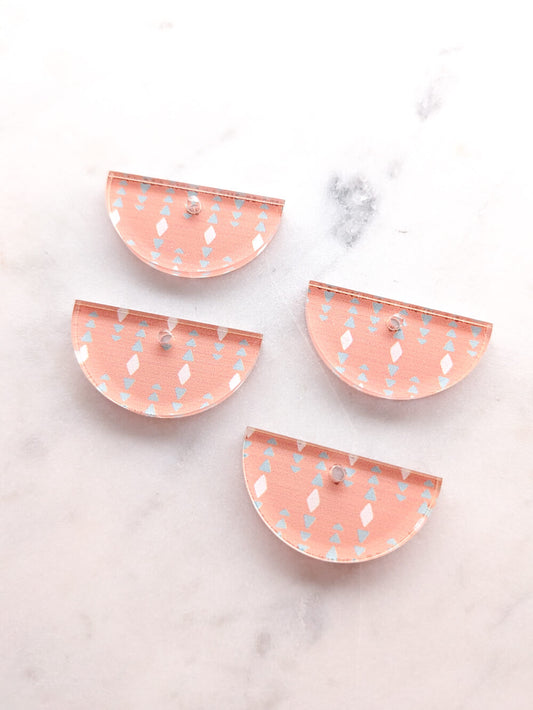 Clear Acrylic - 3cm Semi Circle - 1 Hole - Australiana - 30