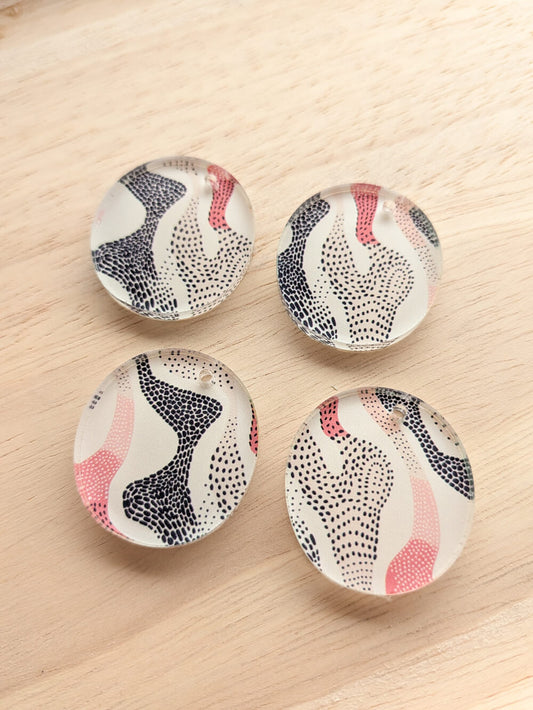 Clear Acrylic - 3cm Irregular Circle - 1 Hole - Australiana - 147