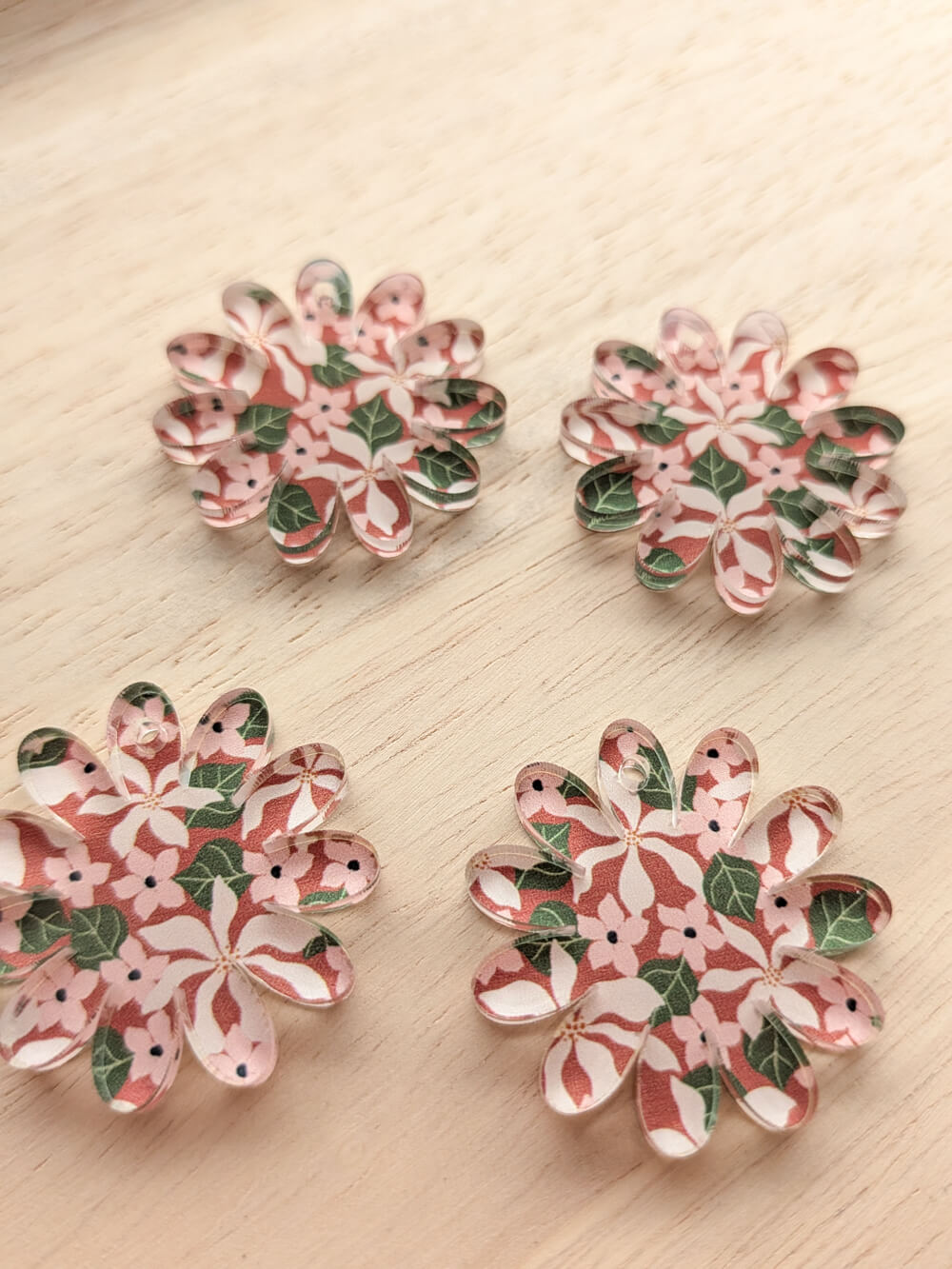 Clear Acrylic - 3cm Daisy - 1 Hole - Australiana - 04