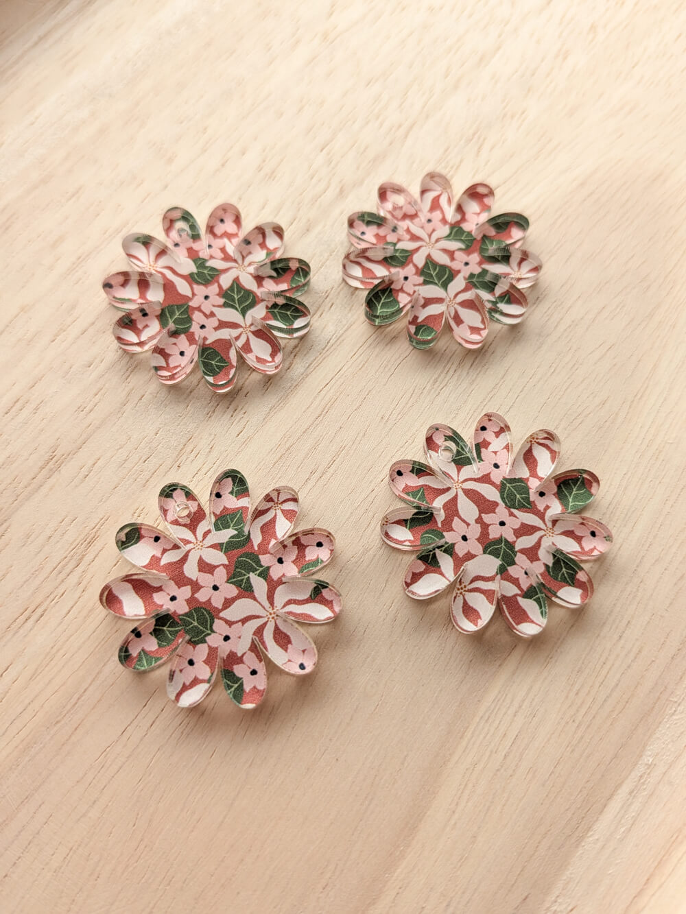 Clear Acrylic - 3cm Daisy - 1 Hole - Australiana - 04