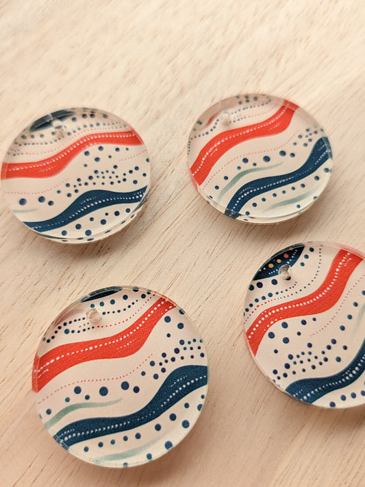 Clear Acrylic - 3cm Irregular Circle - 1 Hole - Australiana - 148