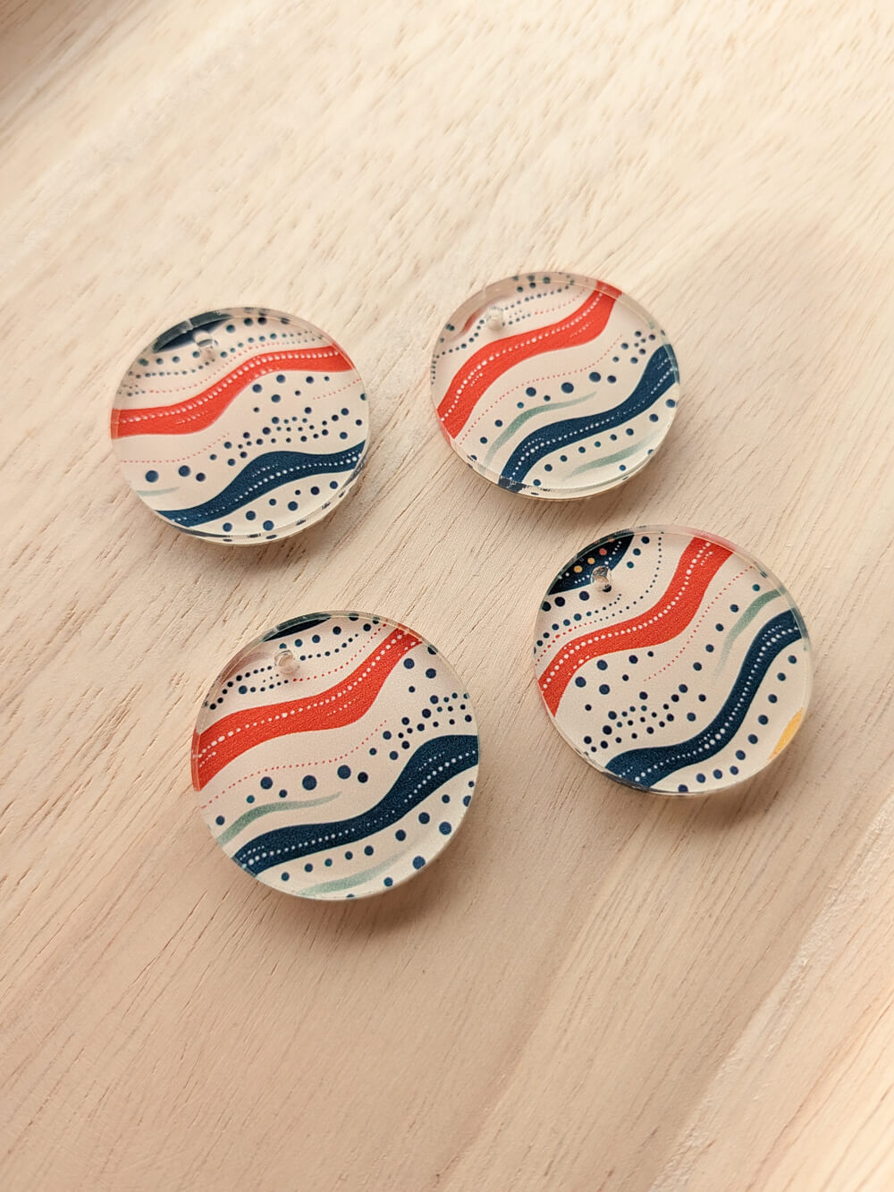 Clear Acrylic - 3cm Irregular Circle - 1 Hole - Australiana - 148