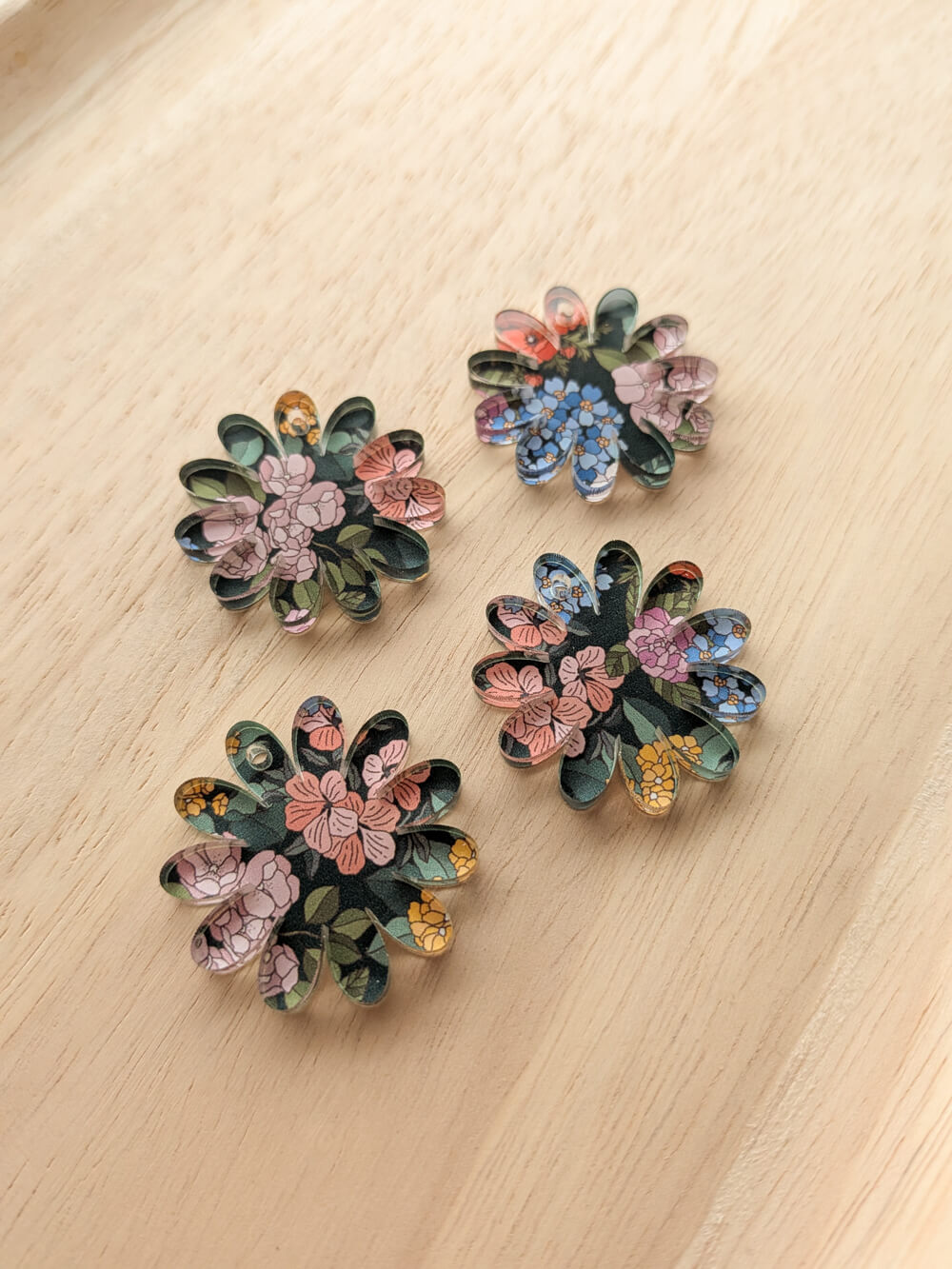 Clear Acrylic - 3cm Daisy - 1 Hole - Australiana - 86