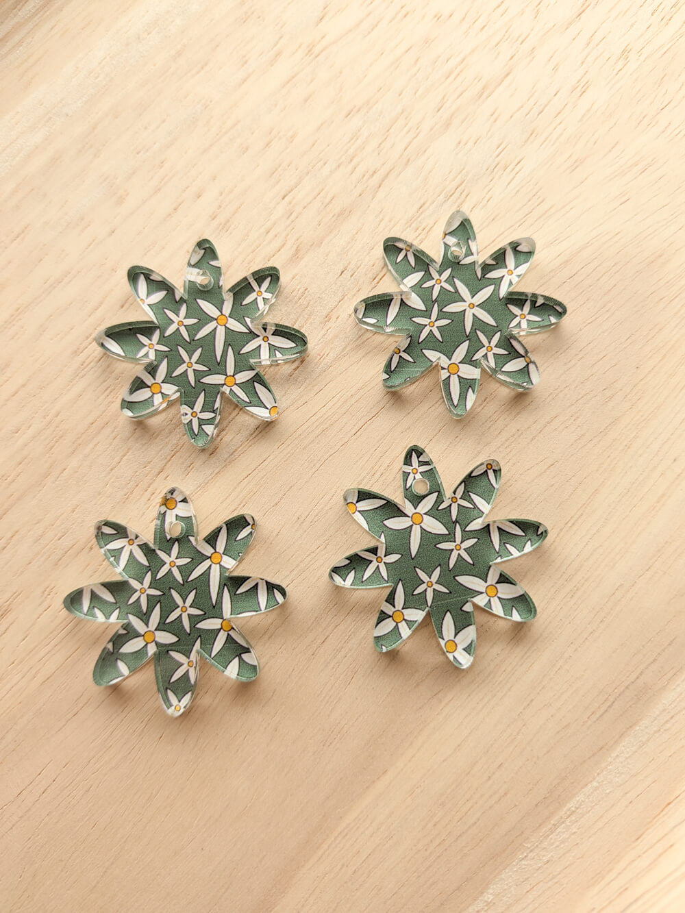 Clear Acrylic - 3cm Daisy - 1 Hole - Australiana - 32