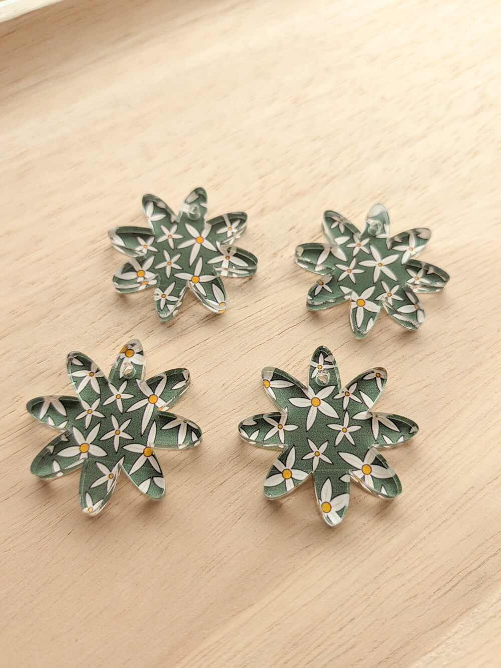 Clear Acrylic - 3cm Daisy - 1 Hole - Australiana - 32