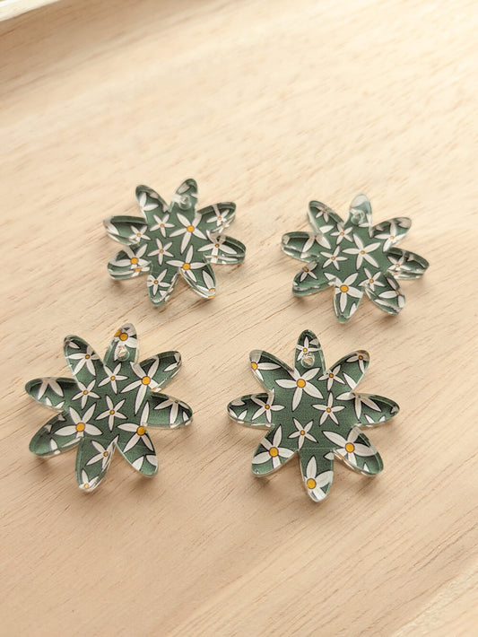 Clear Acrylic - 3cm Daisy - 1 Hole - Australiana - 32