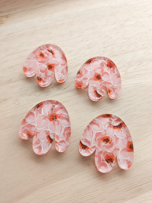 Clear Acrylic - 3cm Boho Flower - 1 Hole - Australiana - 79