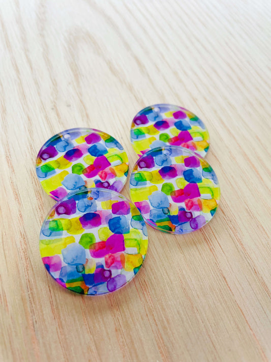 Clear Acrylic - 3cm Circle - Watercolour - 73