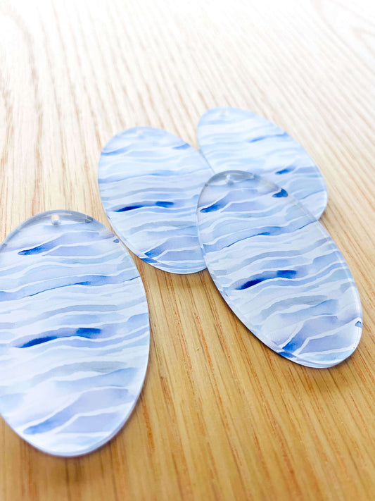 Large Oval - Clear Acrylic - Shibori - 12