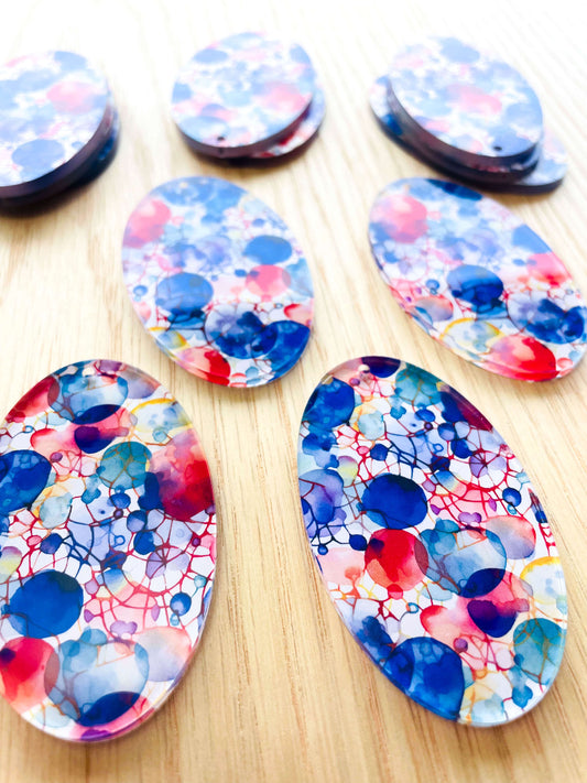 Clear Acrylic - Large Oval - Watercolour - 51