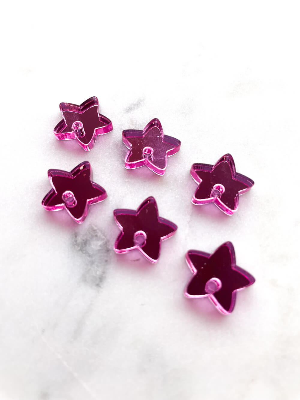 15mm Pink Mirror Star Toppers/Studs