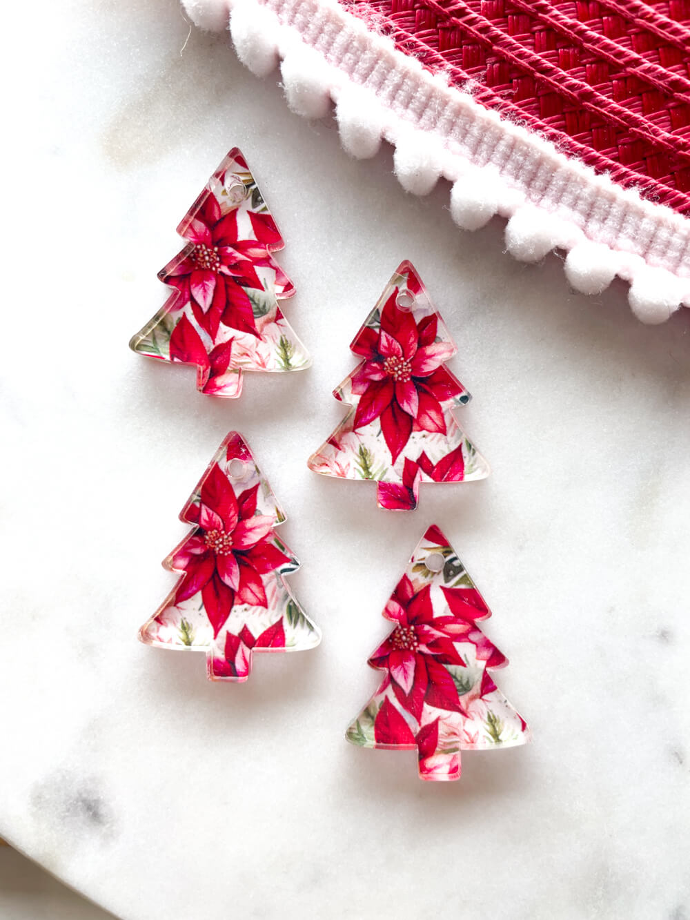 Clear Acrylic - 3cm Christmas Tree - 1 Hole - Christmas - 128