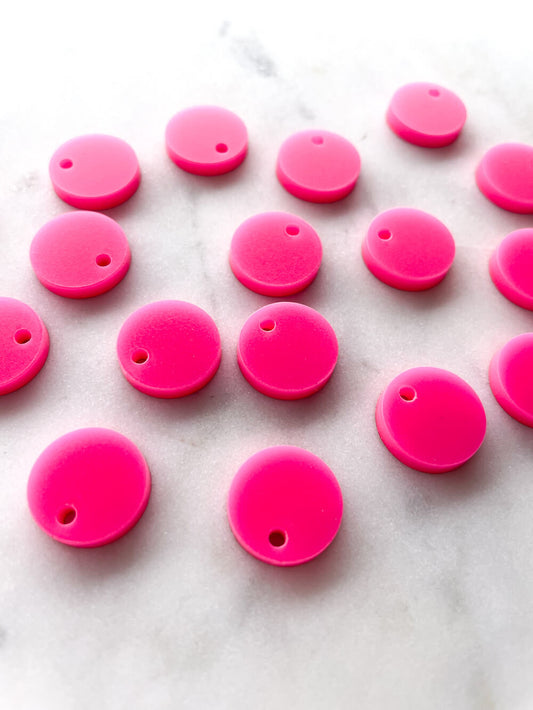 15mm Hot Pink Circle Toppers/Studs
