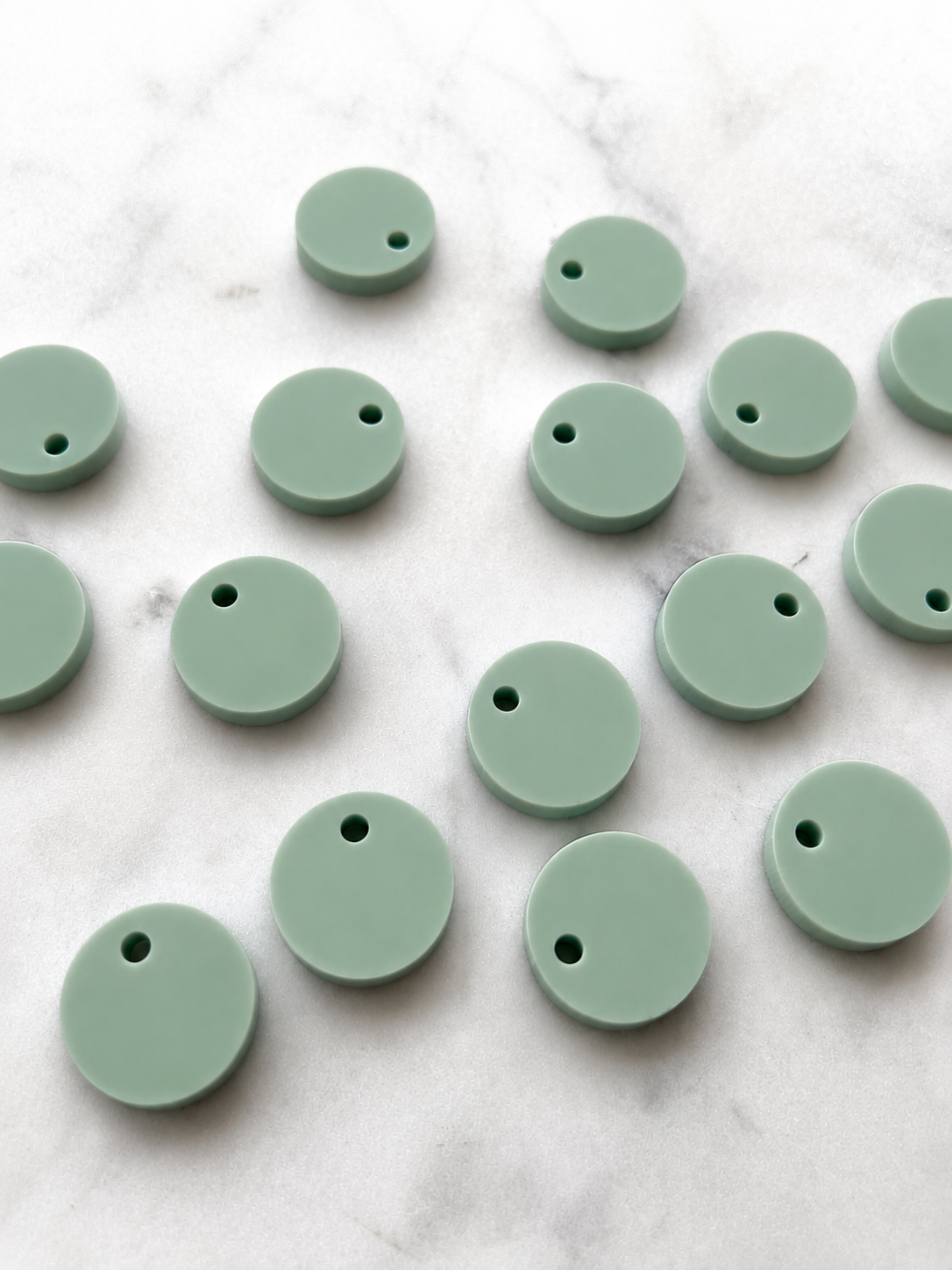 12.5mm or 15mm Cool Sage  Circle Toppers/Studs- Various Pack Sizes